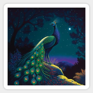 Beautiful Peacock in a Forest Clearing Sticker